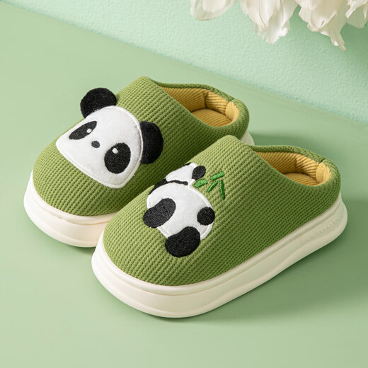 Robot Pig Autumn and Winter Children's Cotton Slippers for Boys and Girls Non-Slip Thick-soled Cartoon Indoor Adult Children's Baby Home Care Green 30-31 Size Shoe Inner Length 19cm