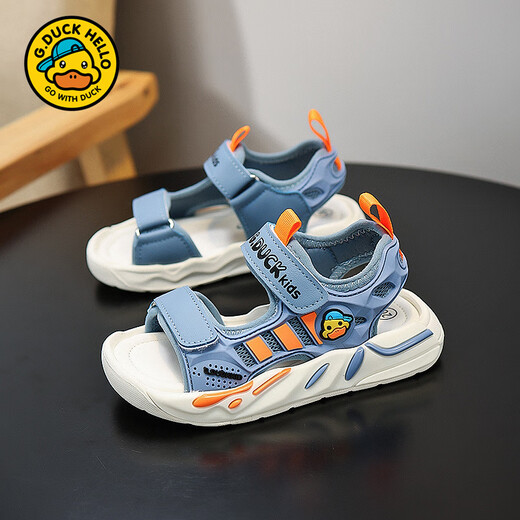G.DuckKids Petite sandales de garçon de canard jaune été 2025 Nouveau style Small and Medium Boys Fashionable Casual Summer Child's Beach Chaussures 6228 Black and Green 28 _inner Longueur 17,8 cm