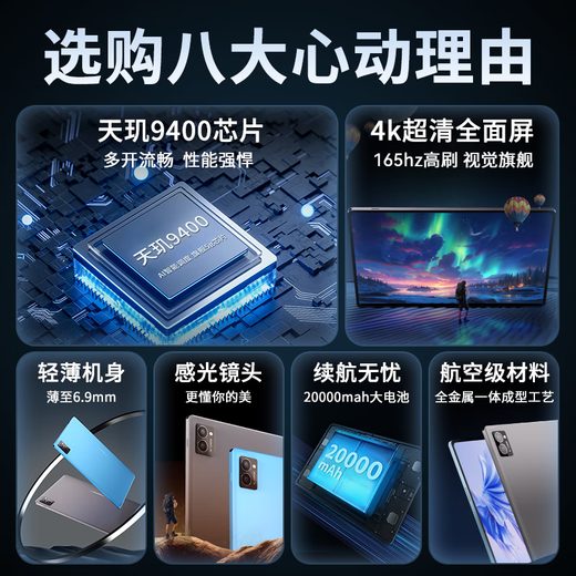 Honor Panda 2025 Nueva tableta dos en uno Full Netcom 5G Dimensity 9400 Procesador 165 Hz Cepillo alto 4K Ultra HD Protección ocular Clase en línea Aprendizaje Entretenimiento Juego Almohadilla educativa Ocean Blue Nuevo 17pro Edición Deluxe 16G+256G+ Regalo de lujo gratis 12