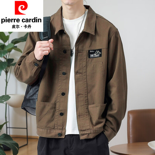 Pierre Cardin Jacket Herren Frühling und Herbst 2025 Neues Hemd Revers Herbst Herren Work Jacke Frühherbst-Jacke Top [Upgrade-Version] K12806 Gray 2XL [Empfohlen 140-160jin [Jin Equals 0,5 kg]]