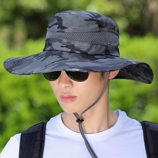 Xinbaoguan hat men's summer sun hat men's outdoor large brim sun hat men's and women's travel sun hat fisherman hat men's cool hat fishing hat large brim mountaineering hat beach hat foldable straw hat army green