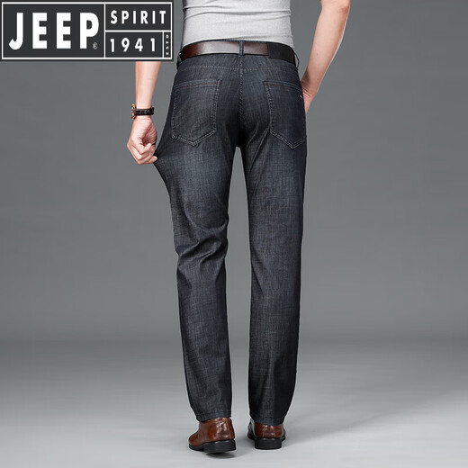 JEEP SPIRIT吉普天丝牛仔裤男士夏季薄款男裤宽松直筒修身中年深档休闲长裤子 慕尼黑-723 桑蚕I丝- 薄款 29 码【腰围2.2尺】