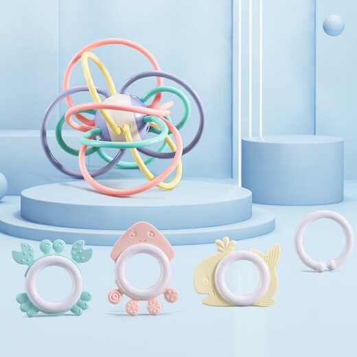 Shixi adapted baby teether Manhattan ball soft rubber teething baby can chew chewing rubber hand ball massage ball large Manhattan ball (no box) (3 teethers)