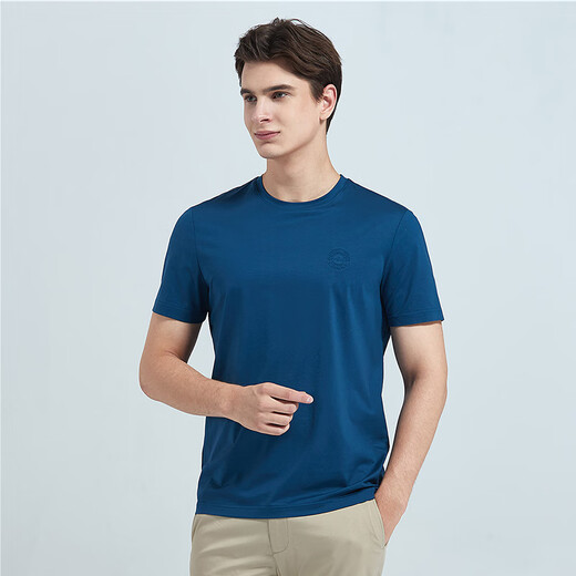 Desha summer round neck base shirt for men young men fashionable simple and versatile solid color men's short-sleeved T-shirt LY13533 ink black XL single size