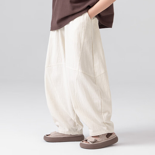 Pantalones a prueba de mosquitos de McTicco Boys Pantalones de algodón para niños grandes 2025 Nuevos pantalones rectos de las piernas anchas pantalones delgados para niños del delgado 15273 Color de albaricoque [tela de algodón puro] 170 170 cm