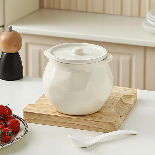 Linion ceramic lard jar 1200ml household kitchen high temperature resistant seasoning jar with lid chili oil jar oil salt jar seasoning jar