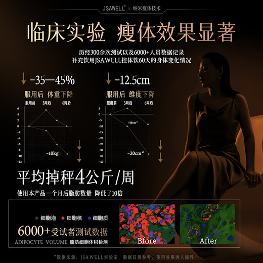 JSAWELL进口专利纤体针饮EGCG白芸豆阻断剂减肥瘦肚子控体燃脂全身美体饮