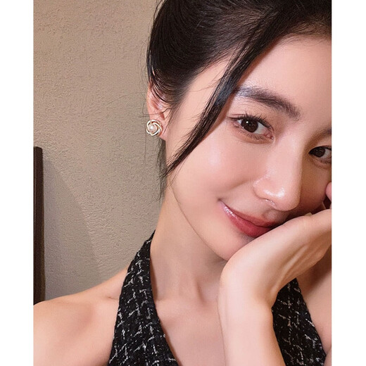 S925 silver needle French zircon pearl earrings for women niche design high-end small and exquisite earrings French zircon pearl earrings red