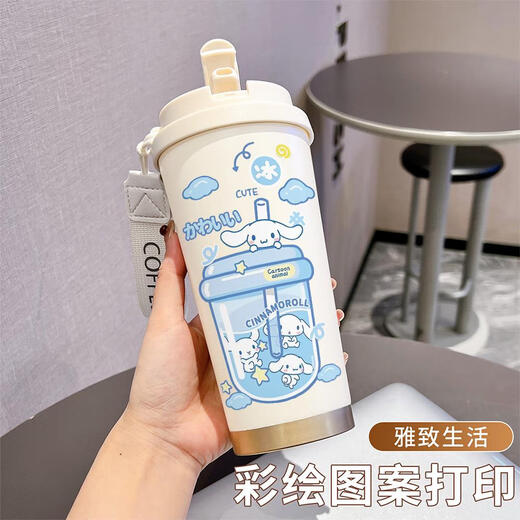 
Thermosexual Strawberry Bear Yugui Dog Animation Cartoon Capacity Coffee Cup Stainless Steel Thermal Cup Student Officer Double Drinking Cup Food Grade-BXAB16755 Meile Ceramic Covering