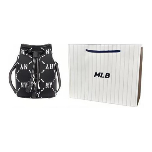 美职棒（MLB）Monogram系列 NY纽约洋基队复古老花满印Logo 人造革 水桶包单肩 均码