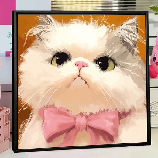 Pupan scrawled puppy cartoon cute bichon digital oil painting hand-painted acrylic coloring customization XH12625 20*20cm a little small set of inner frame material package