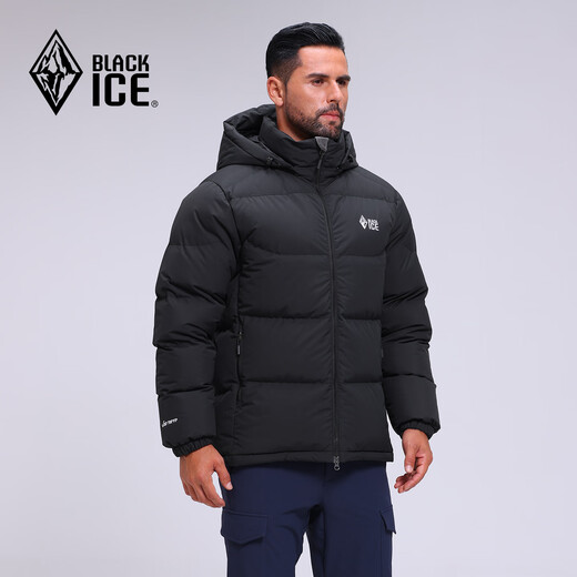 Black Ice 25 Neue Herbst und Winter Herren Classic Tianshu PLUS Outdoor Abnehmbarer Hut Gänsedaunen 700 Puff Daunenjacke F8509MJ Schwarz L