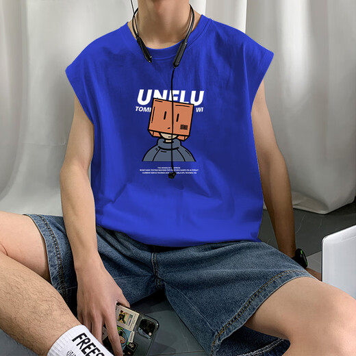 Long night men's vest pure cotton pure cotton vest men's summer 2025 new ins trendy brand Hong Kong style sports and leisure teenagers [3937-digit 7] White M 80-110Jin [Jin equals 0.5 kg]