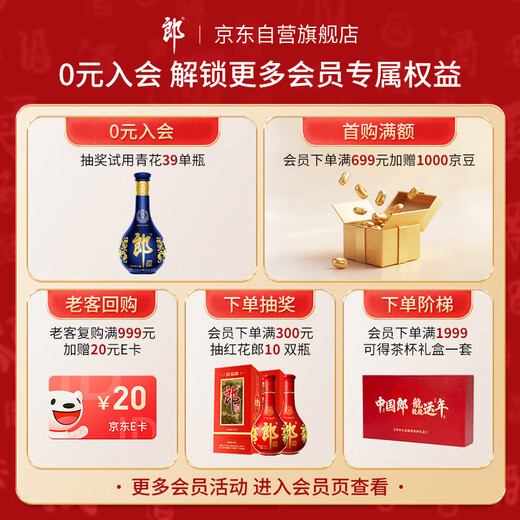 郎酒红花郎10 第5代 白酒 酱酒 53度 500ml*2 双瓶装 婚宴喜酒