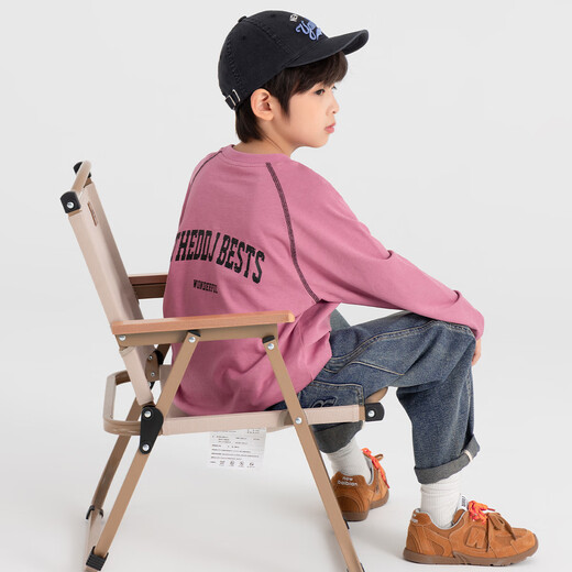 Duojia boys' T-shirt 2025 autumn American three-needle five-thread printed long-sleeved outdoor sports children's pure cotton breathable top