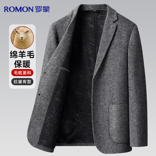 Romon Sheep Wool Woolen Suit Men's Autumn and Winter Plus Size Business Casual Single Suit Warm Workwear Top