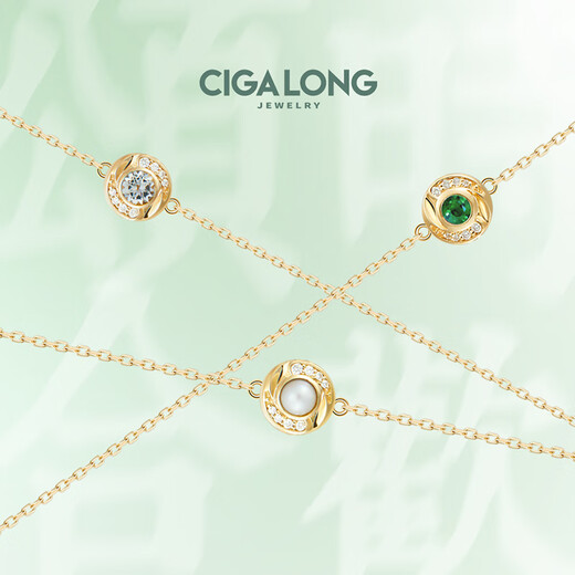 Long Zijia CIGALONG Long Zijia twelve birthstones pearl amethyst bracelet 18K gold new Chinese style jewelry March-Aquamarine