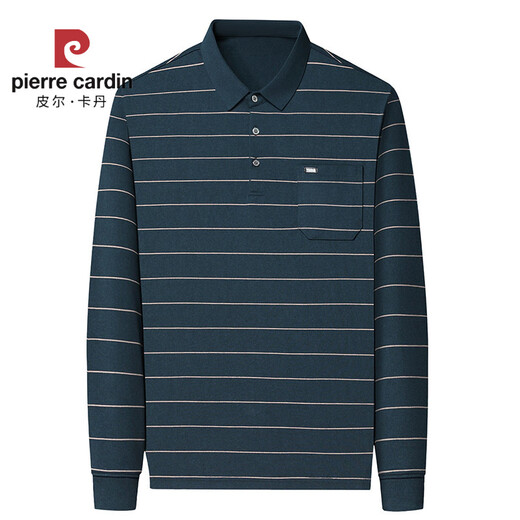 皮尔卡丹（pierre cardin）中年男士棉T恤长袖爸爸春装打底衫中老年人男装上衣polo衫棉体恤 HH826灰色 M 【115斤内】