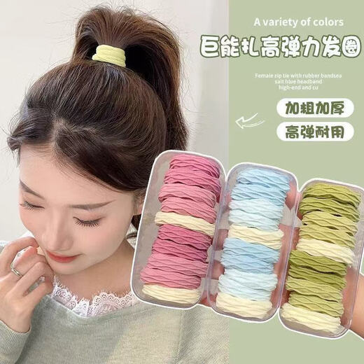 Jay Weiyi high ponytail hair rope for women, high elasticity, durable rubber band, high-end hair tie for children and adults, hair tie boxed hair accessories BH-FQ199 black box