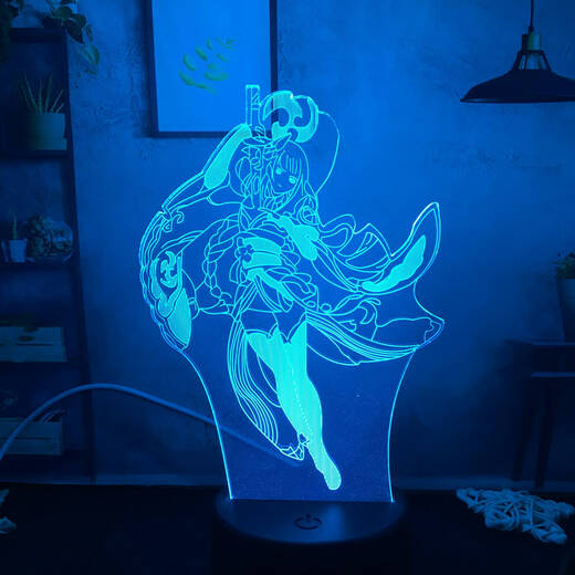 Yusen yi Genshin Impact Peripheral Funinga Model Batterie Dual-Gebrauch kreatives Schlafzimmer Ornament Geburtstagsgeschenk USB Night Light 3879 Lei Ze monochrom warmes gelbes Licht USB-Plug-In Verwendung kein Schalter