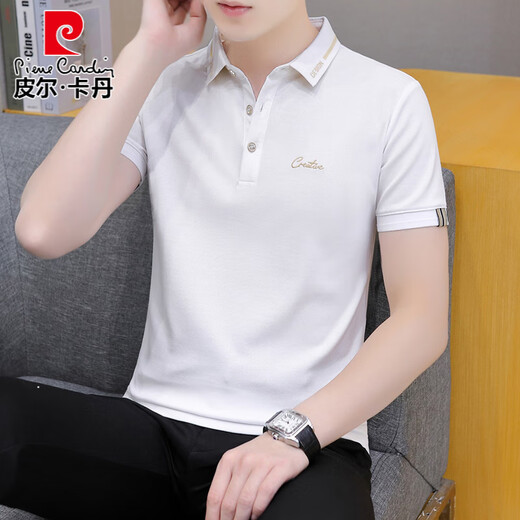 皮尔卡丹（pierre cardin）夏季潮流翻领男士短袖t恤青年商务休闲宽松带领半袖保罗polo衫男 黑色 QY683 2XL