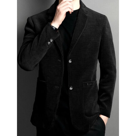 Pierre Cardin Herrenjacke Herbst und Winter Dicker Cord -Anzug Herren gut aussehender gestreifte Samt Freier Anzug Business Jacke Top Trendy Yellow M