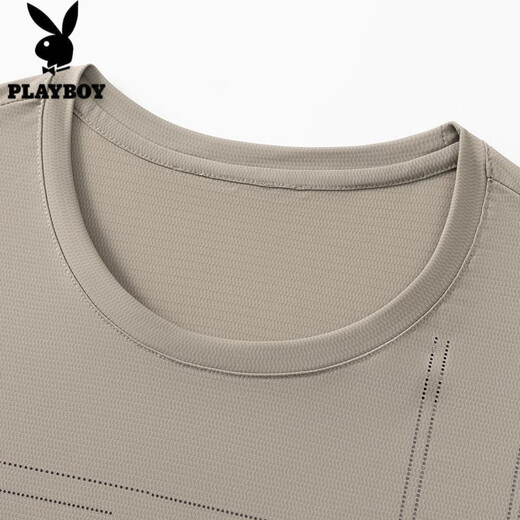 Playboy Summer Men's Short-Sleeved T-Shirt for Middle-aged and Young People's New Jinmu Ice Silk Comfortable Cool Thin Half-Sleeve Casual Top Dark Gray 733 (Cool Fabric) XL 180 Size [Suggested 140-155 Jin [Jin equals 0.5 kg]