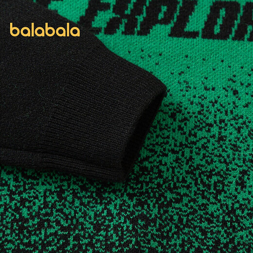 Balabala Kinderpullover Basishemd bequeme weiche Anti-Pillen-Pullover Runder Hals Big Boy Fashion Black Green Ton 00394 130 cm