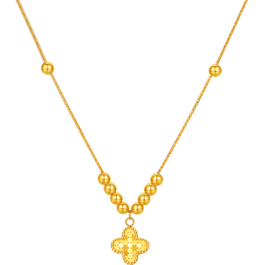 Saturday blessing yellow 18K gold four-leaf clover necklace birthday gift for girlfriend C0621037 40+5cm
