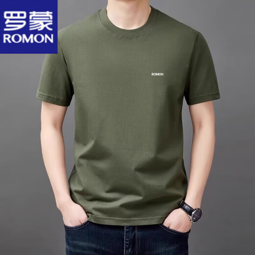 罗蒙（ROMON）短袖t恤男夏季新款中青年圆领宽松透气半袖上衣服休闲凉感体恤衫 YS9929黑色【带标】 M 105【90-120斤】