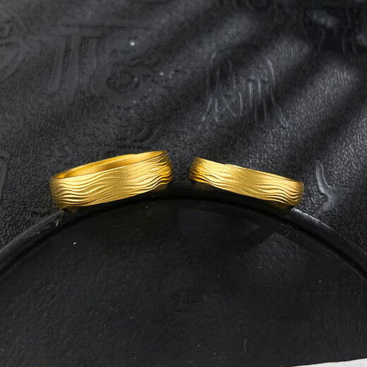 China Gold (CHINA GOLD) gold pair rings, ancient gold smooth ripple rings, couple rings, engagement, wedding, girlfriend's birthday gift, one pair, about 11.57g