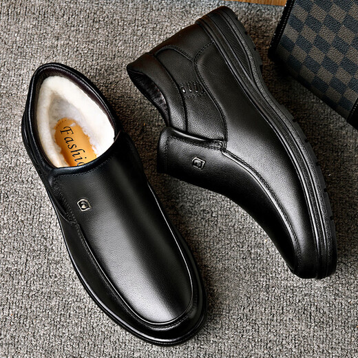 Zapatos de algodón para hombres de carpintería para el invierno Botas de cuero de terciopelo para zapatos de cuero de terciopelo para ancianos Sobres de cuero alto de cuero genuino de cuero de mediana edad y anciana zapatos de papá 9905 Negro [cuero de vaca de cuero real] Garantía de tres años 42