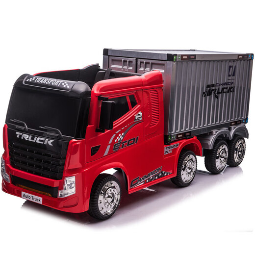 Berry Jiajia heavy truck container truck head children's electric vehicle remote control children's toy car can be used. Black container with cabinet + leather seat + foam wheel