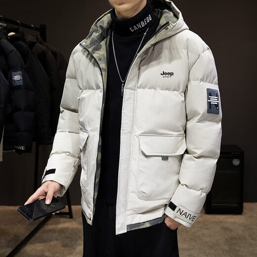 JEEP SPIRIT Jeep Cotton Clothes Men's Jacket Cotton Clothes Men's Jacket Jacket Coat Winter Hooded Bread Clothes Warm and Cold-proof Men's Clothes Mail 5023 Black 2XL (140Jin[Jin is equal to 0.5 kg]-165Jin[Jin is equal to 0.5 kg])