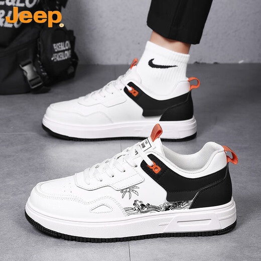 Jeep (JEEP) 2025 summer extra-large board shoes 45 national trend white shoes 46 sports casual shoes 47 plus plus fat men's shoes 48 6169 white and black mesh style 39