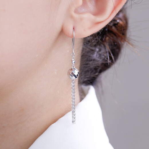 Meluxe platinum earrings for women, PT950 platinum sparkling long earrings and ear hooks, birthday gift for girlfriend, about 4.11g