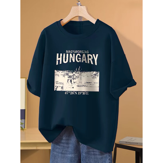 Pierre Cardin Burgundy Camiseta de manga corta para mujeres en verano Nuevo viajero versátil American American Retro Mid-longitud Top Ins 1047# Burgundy S [recomendado 80-100Jin [Jin equivale a 0.5 kg]]]