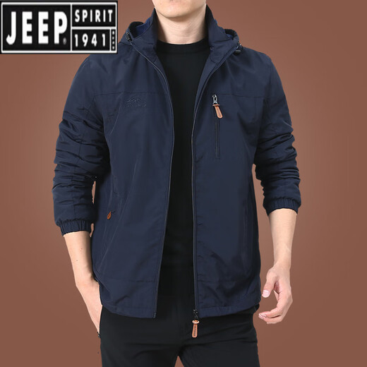 JEEP SPIRIT charge jacket men spring and autumn men outdoor American windproof waterproof windbreaker men men autumn sports jacket dark blue 9898 plus velvet M