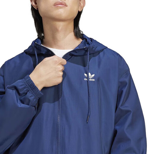 阿迪达斯 （adidas）官方舰店网三叶草夹克男装 春夏新款运动休闲跑步训练健身外套男 IR9858深蓝 XS -42