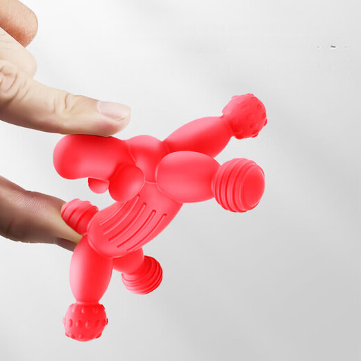 Dr. Ma's baby teether, silicone molar stick, pacifier, finger-eating, baby chewing gum, anti-stomach craving, hand artifact, balloon dog teether - red Y1101, free storage box