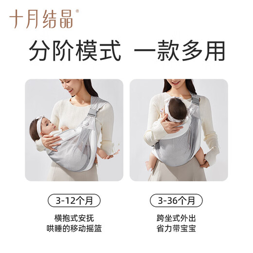 十月结晶婴儿背带新生宝宝外出前抱式婴幼儿横抱抱娃神器解放双手 希岚粉 1个