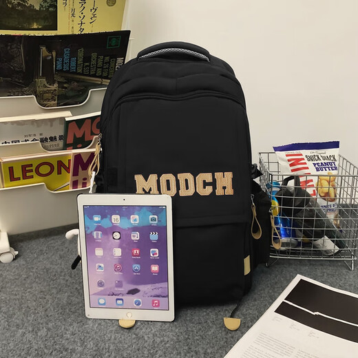 Kangaroo schoolbags for men and women, high school students' backpacks, junior high school students' large-capacity sports travel backpacks, men's computer bags, black with duck pendant