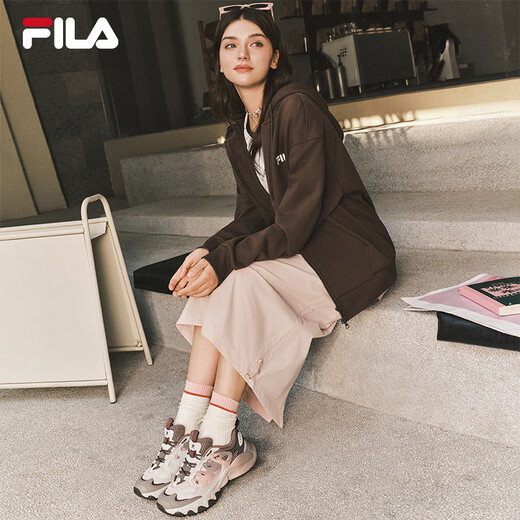 Chaussures pour femmes officielles Fila, chaussures de papa, chaussures de sport, 2025 chaussures neuves automne, chaussures de champignons à semelles épaisses, chaussures décontractées, cendres de charbon flottantes / agate blanc grey-cc 36
