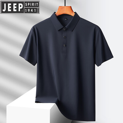 JEEP SPIRIT吉普2025冰丝无痕POLO衫男士夏季薄.款透气感商务休闲短袖t恤 6630铁灰 M -110斤