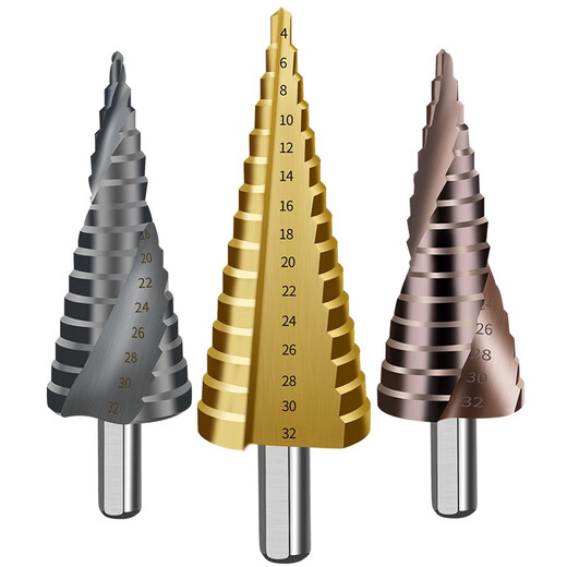Aoyanlai German imported brand pagoda drill bit for drilling step iron stainless steel hole opener metal expansion tungsten steel high hardness TIAIN spiral three-piece set with storage bag