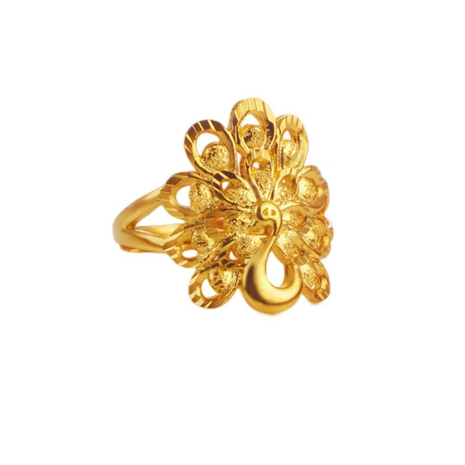 OEMG old Phoenix gold store new peacock gold-plated imitation gold ring women's atmospheric ring wedding bride fake three gold ring A peacock ring (adjustable)