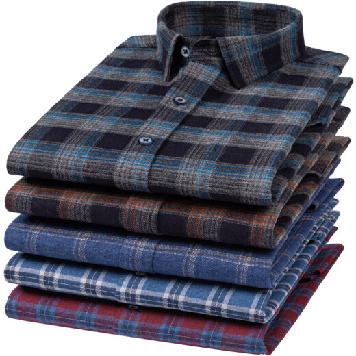 Primavera nueva camisa a cuadros puro a cuadros de algodón de manga larga para hombres suéter de papá de mediana edad camisa espesa de algodón 18-686 l 40