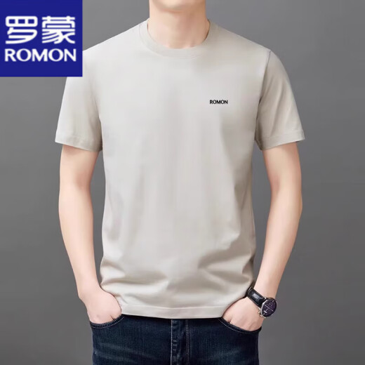 罗蒙（ROMON）短袖t恤男夏季新款中青年圆领宽松透气半袖上衣服休闲凉感体恤衫 YS9929黑色【带标】 M 105【90-120斤】