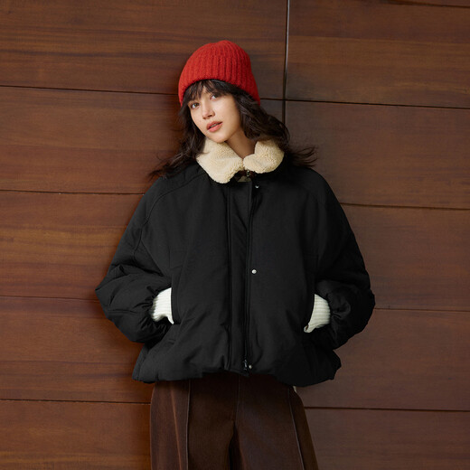 Semir down jacket women's raglan sleeves removable fur collar 2025 winter oversize bud jacket 109725113017