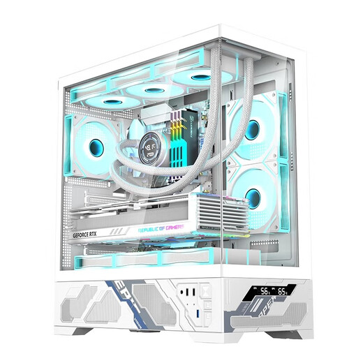 Wanjia Millennium ATX digital display version column-free sea view room chassis ATX motherboard 360 water-cooled desktop computer chassis temperature digital display 9 fan position large board 50 series long graphics card Millennium ATX standard white (digital display version)